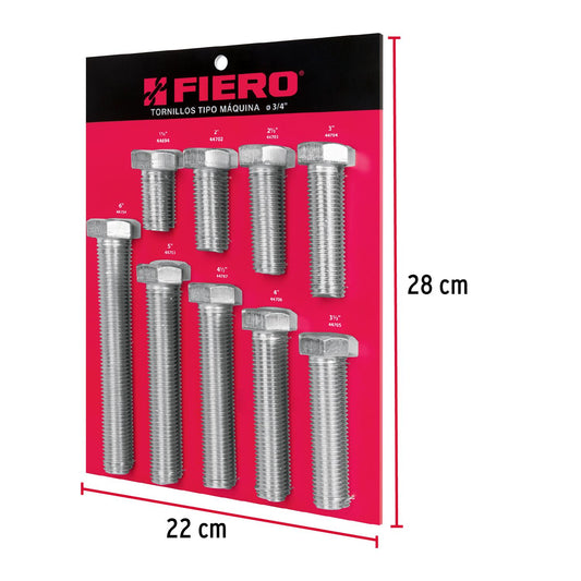 Exhibidor con tornillos tipo máquina, 3/4', Fiero 55904