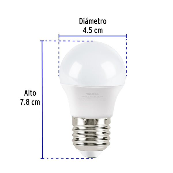 Lámpara LED tipo bulbo G45 3 W luz de día, Volteck 47542