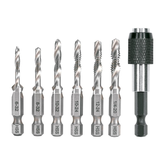 Juego de 6 brocas HSS con machuelo para metal, Truper 102335
