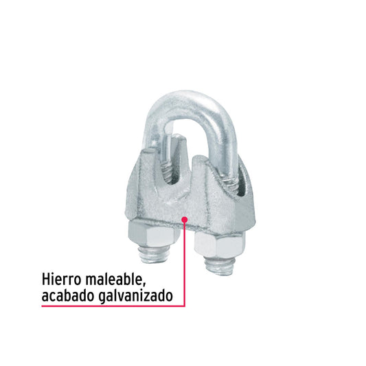 Bolsa con 20 nudos (perros) de hierro para cable de 3/8', Fiero 40708