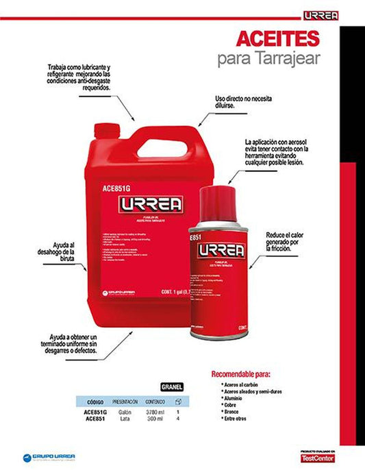 Aceite para tarrajear en aerosol 300 ml Urrea ACE851