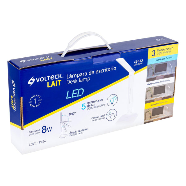 Lámpara de LED 8W 5 niveles de iluminación para escritorio, Volteck 49323