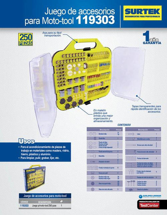 Surtek Juego de moto-tool 250 piezas 119303