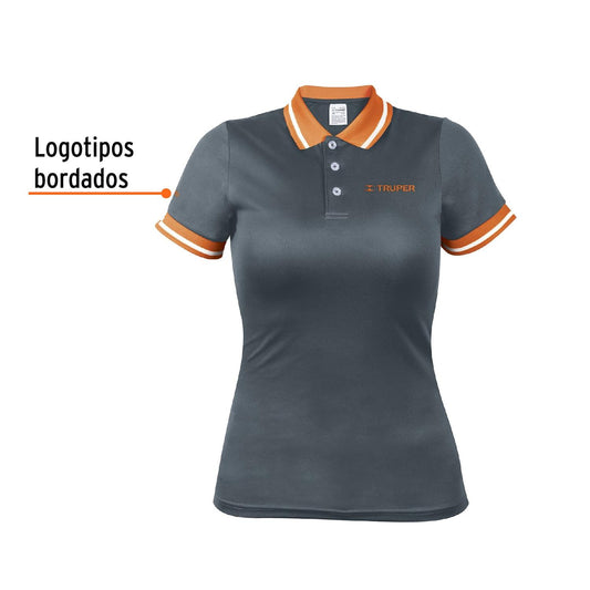 Playera tipo polo dry fit gris, para dama, talla M, Truper 61087