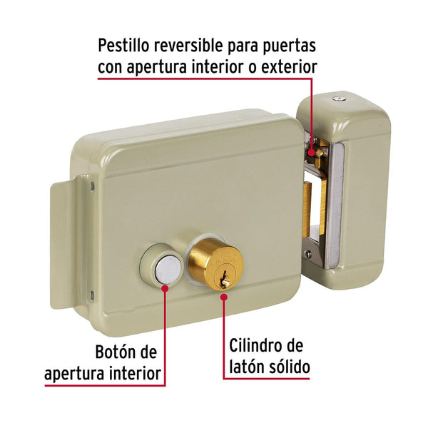 Cerradura electromecánica con botón, derecha, Hermex 47979