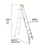 Escalera de tijera tipo II 9 peldaños y bandeja, Truper 10436