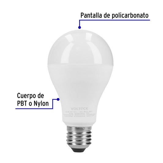 Lámpara LED tipo bulbo A19 18 W luz de día, caja, Volteck 46222