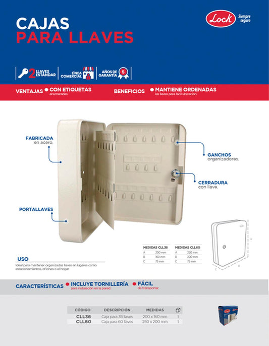 Caja metálica para 36 llaves Lock CLL36