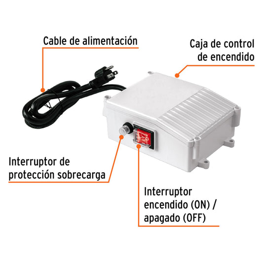 Caja de control para bomba tipo bala 1/2 HP, Truper 102707