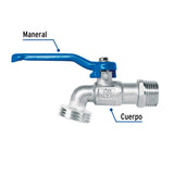 Llave de esfera de latón 1/2', 115 g, s/adaptador, Foset 45968