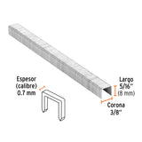Caja con 5000 grapas corona 3/8' calibre 22, 8mm p/ENNE-70 18283