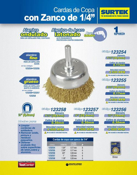 Carda de copa con zanco de 1/4"1-1/8x.30mm Surtek 123258