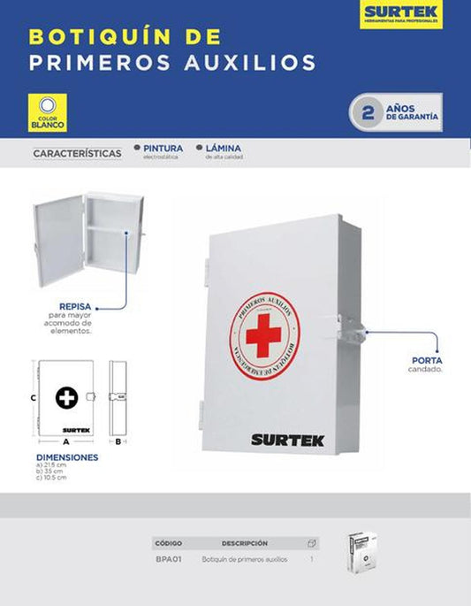 Caja para botiquín de primeros auxilios Surtek BPA01