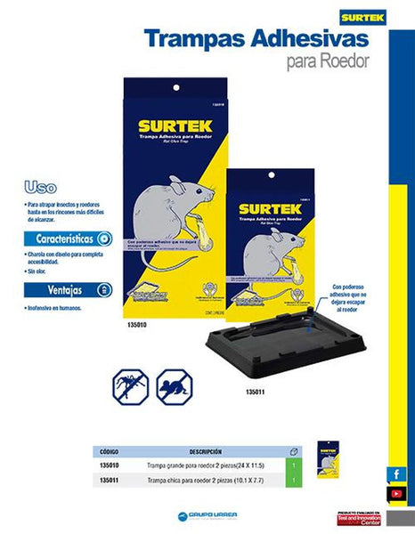 Trampa grande adhesiva para roedor 2 piezas Surtek 135010
