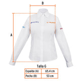 Camisa blanca para dama, manga larga talla G, Truper 63108