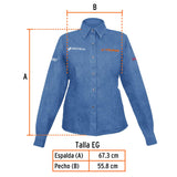 Camisa de mezclilla para dama, manga larga XG, Truper 62109