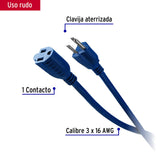 Extensión de uso rudo aterrizada 10 m calibre 16, Volteck 40197