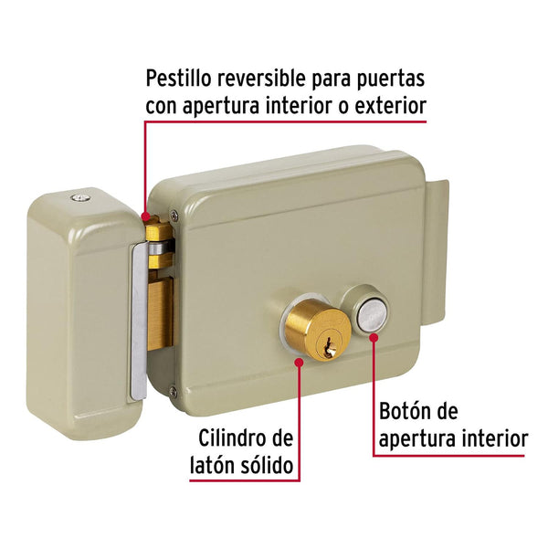Cerradura electromecánica con botón, izquierda, Hermex 47977