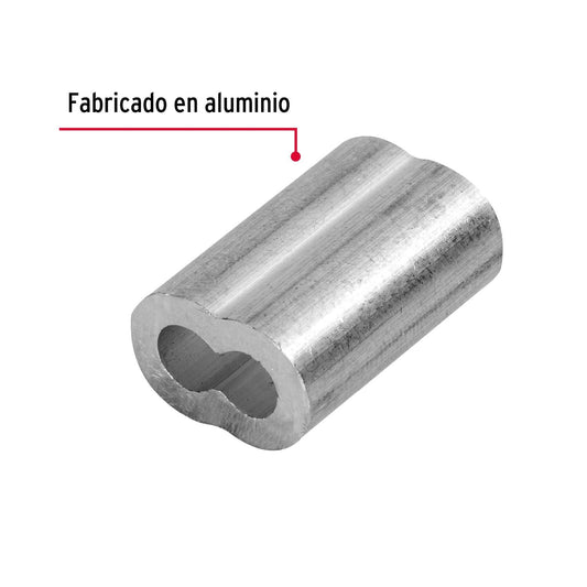 Bolsa con 50 casquillos dobles de aluminio, 3/16', Fiero 48366