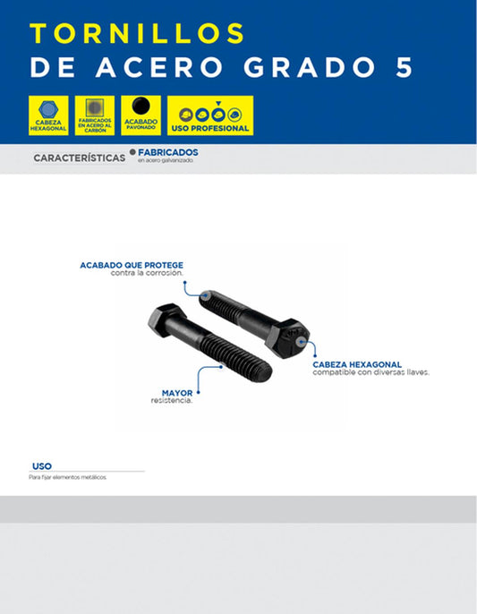 Tornillo acero 5° 3/8"x1" Surtek, bolsa con 40 pzas T5381