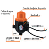 Control automático de presión de bombas para agua, 90°, Truper 102416