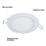 Luminario ultradelgado redondo p/empotrar 6W, luz cálida Volteck 47409