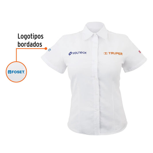 Camisa blanca para dama, manga corta talla M, Truper 62102