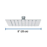 Regadera cuadrada 8', acero inox, sin brazo, cromo, Túbig, Foset 47739