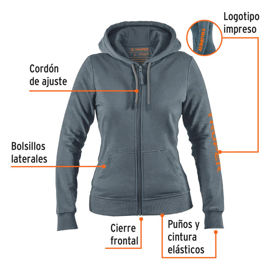 Sudadera gris para dama, talla M, Truper 65036