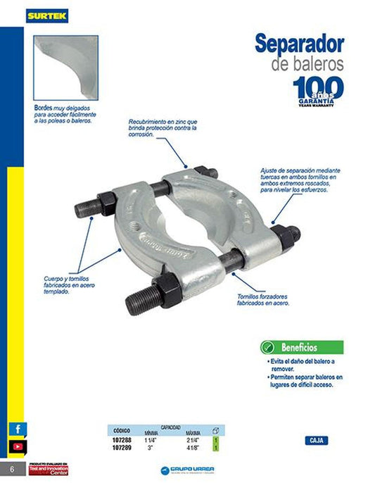 Separador de baleros 2-1 /4" Surtek 107288