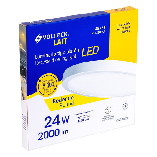 Luminario blanco de LED 24 W redondo tipo plafón luz cálida, Volteck 48259