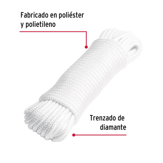 Piola de poliéster diamante de 4 mm x 15 m blanca, Fiero 48392