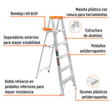 Escalera de tijera, tipo ll, 5 escalones y bandeja 10335