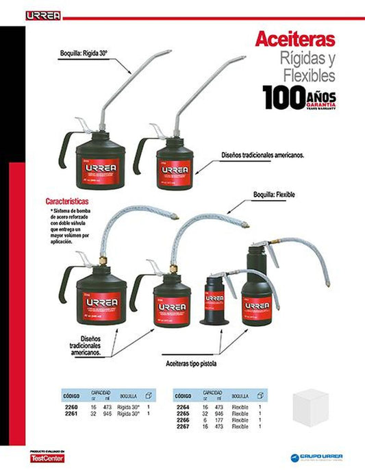 Aceitera flexible16oz tipo pistola Urrea 2267