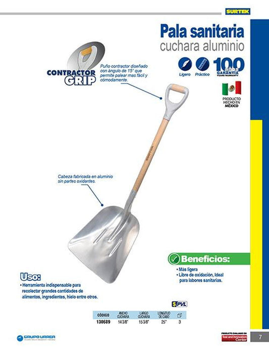 Pala sanitaria aluminio Surtek 130689