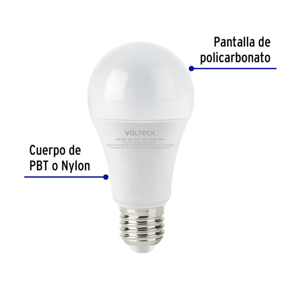 Lámpara LED tipo bulbo A19 6 W luz cálida, Volteck 47545