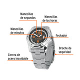 Reloj para caballero, acero inoxidable, Truper 60072