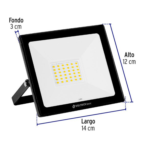 Reflector ultra delgado LED 30 W luz de día, Volteck 22042