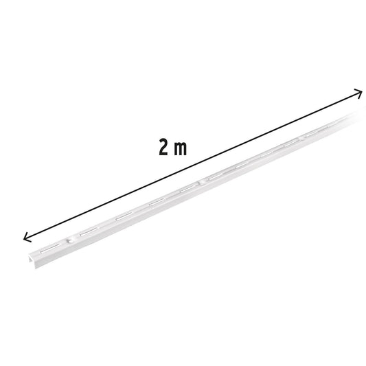 Cremallera sencilla blanca para ménsulas planas, 2m Fiero 47712