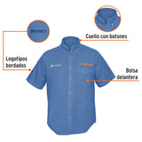 Camisa de mezclilla para caballero, manga corta talla M, Truper 60341
