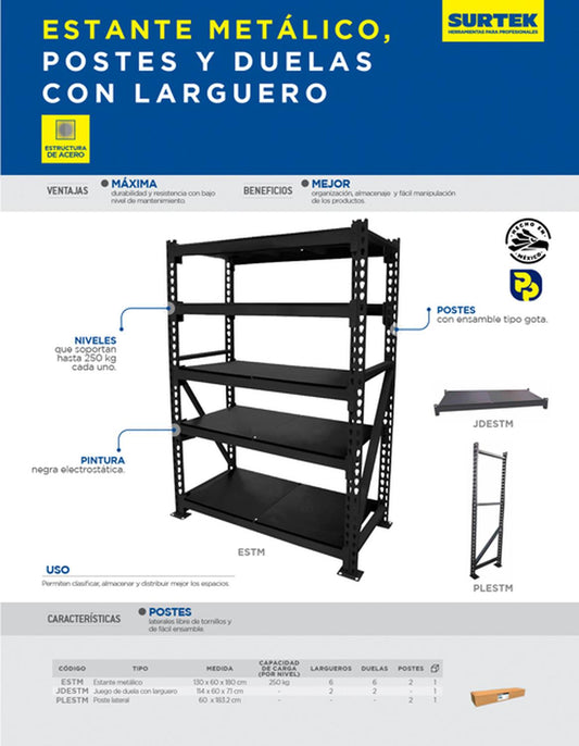 Juego de duela con larguero para estate metálico, Surtek JDESTM