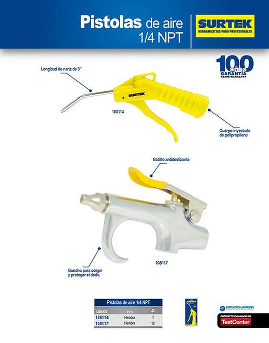 Pistola sopleteadora nariz 3" 1/4" NPT Surtek 108114