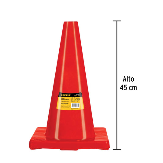 Cono de precaución de 45 cm de PVC, Pretul 28251