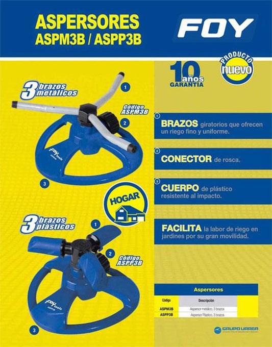 Aspersor plástico de 3 brazos Foy ASPP3B