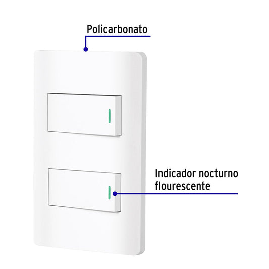 Placa armada blanca 1 interruptor y 1 de 3 vías 1 mód, Lisbo, Volteck 47955