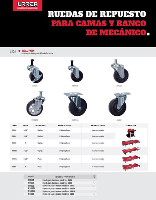 Rueda para banco de mecánico 9984 Urrea. R9984