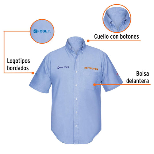 Camisa azul para caballero, manga corta talla XXXG, Truper 66011