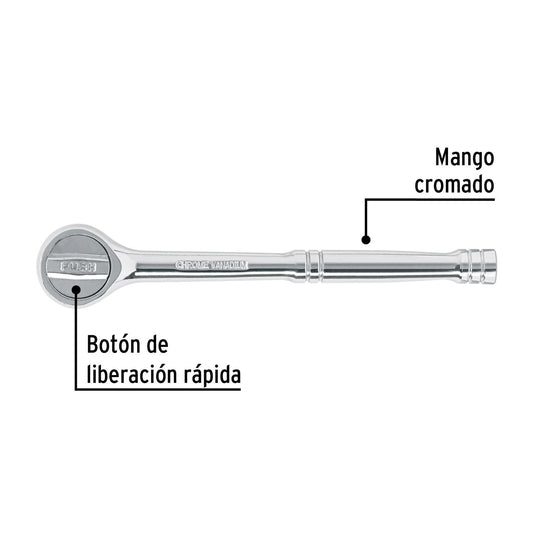 Matraca cuadro 3/8' liberación rápida cabeza redonda, Pretul 27352