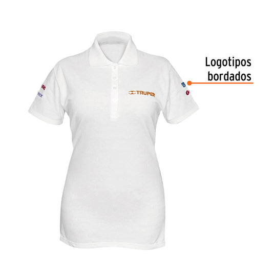 Playera tipo polo blanca, para dama, talla G, Truper 60466