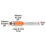 Broca para router, corte recto, 3/8' con balero, Truper 102721